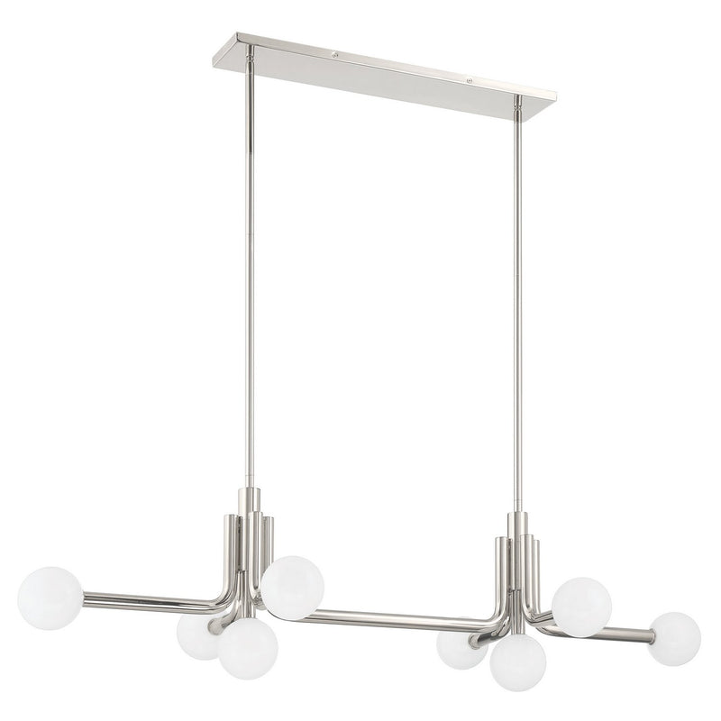Thesis 207351A Eight Light Linear Chandelier, Polished Nickel