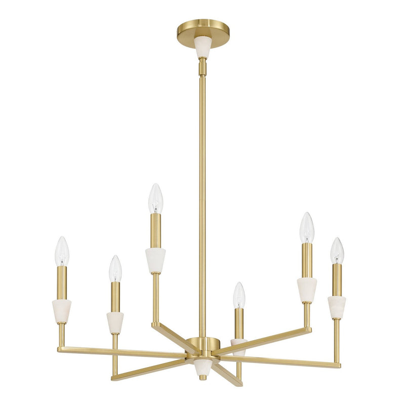 Thesis 207357A Six Light Chandelier, Brushed Gold, White
