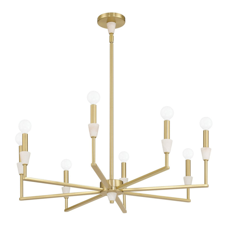 Thesis 207358A Eight Light Chandelier, Brushed Gold, White