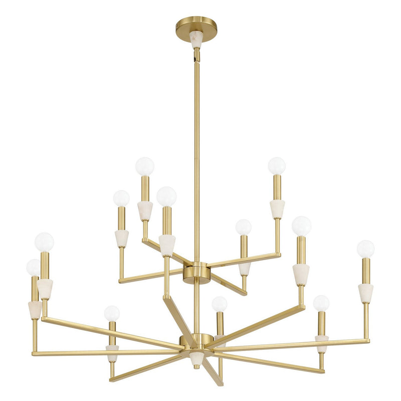 Thesis 207361A 12 Light Chandelier, Brushed Gold, White