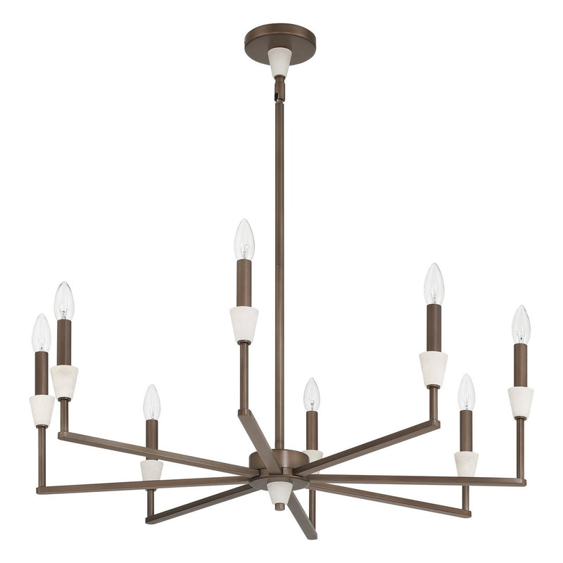 Thesis 207364A Eight Light Chandelier, Forged Bronze, White
