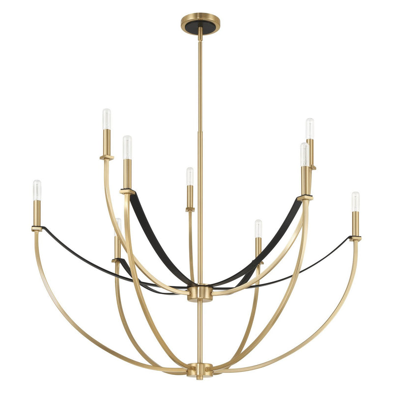 Thesis 207371A Nine Light Chandelier, Champagne Gold, Black