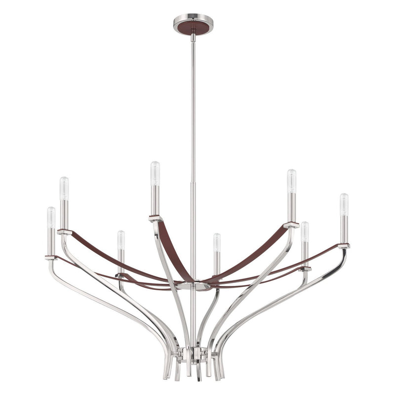 Thesis 207374A Eight Light Chandelier, Polished Nickel, Dark Brown
