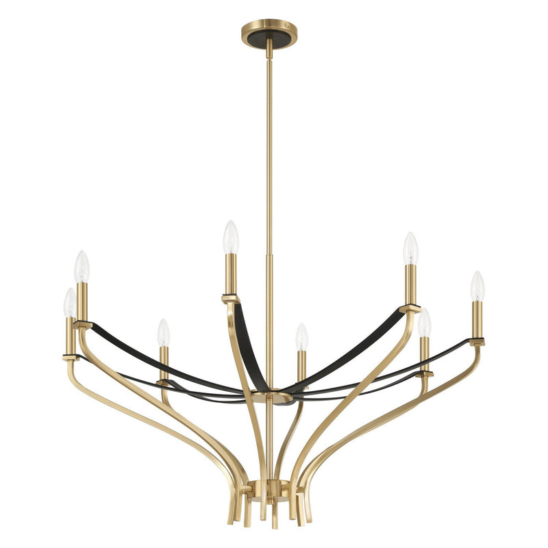 Thesis 207369A Eight Light Chandelier, Champagne Gold, Black