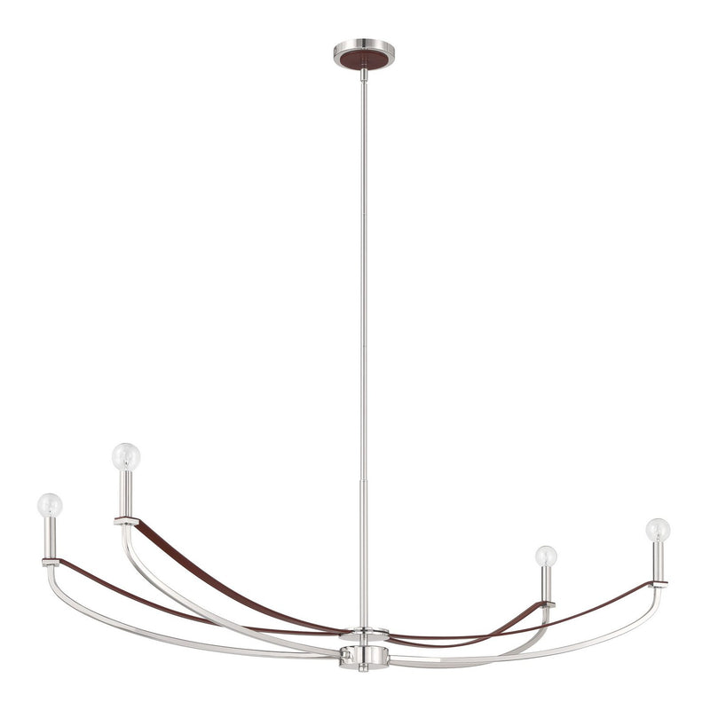 Thesis 207376A Four Light Linear Chandelier, Polished Nickel, Dark Brown