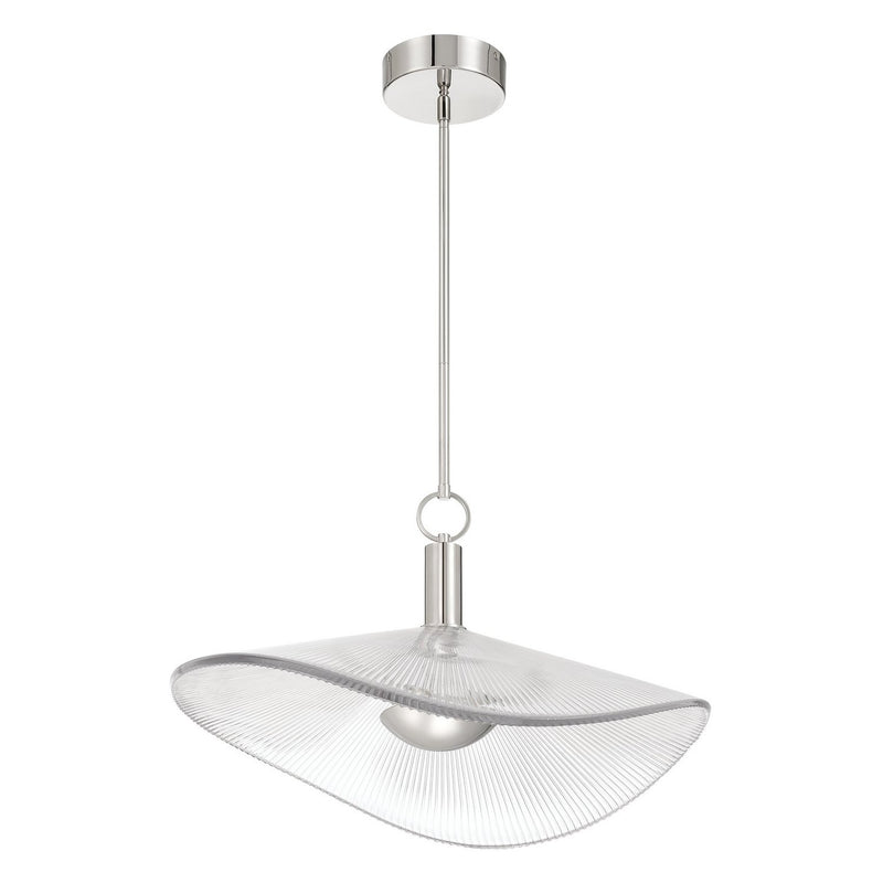 Thesis 207394A LED Convertible Pendant, Polished Nickel, Clear Ribbed