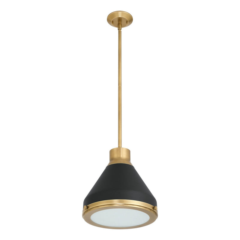 Thesis 207398A One Light Pendant, Natural Brass, Matte Black