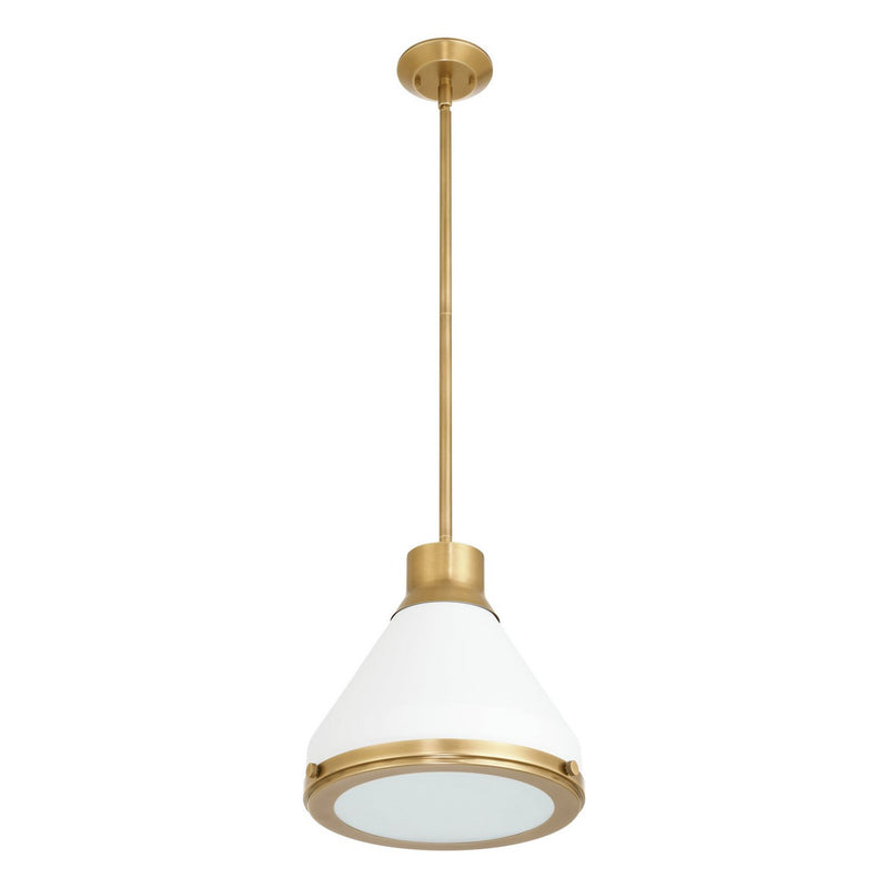 Thesis 207397A One Light Pendant, Natural Brass, Matte White