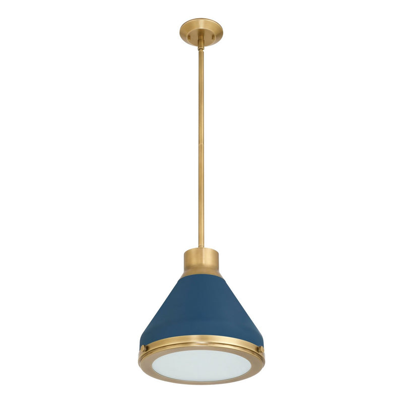 Thesis 207399A One Light Pendant, Natural Brass, Matte Blue