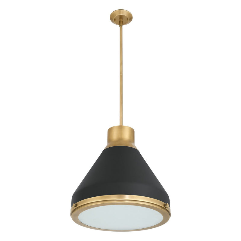 Thesis 207403A One Light Pendant, Natural Brass, Matte Black