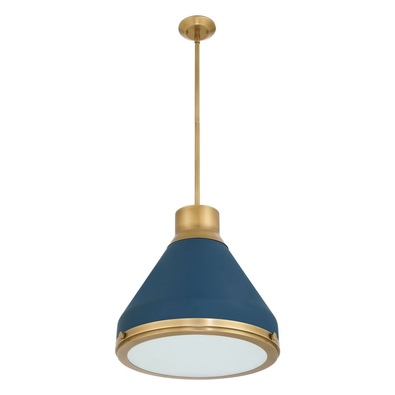 Thesis 207404A One Light Pendant, Natural Brass, Matte Blue