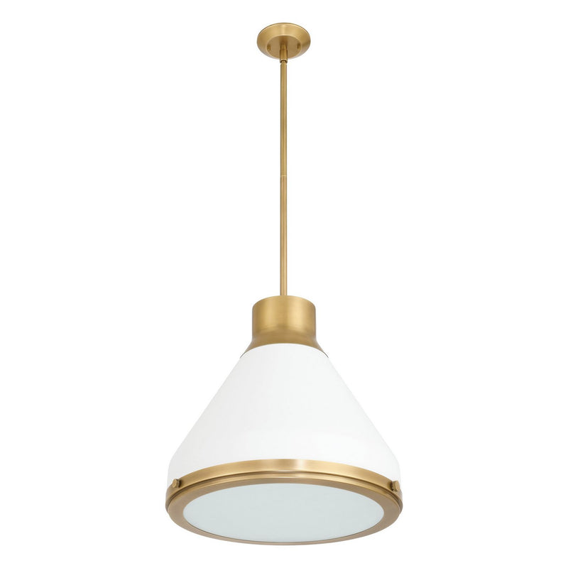 Thesis 207402A One Light Pendant, Natural Brass, Matte White