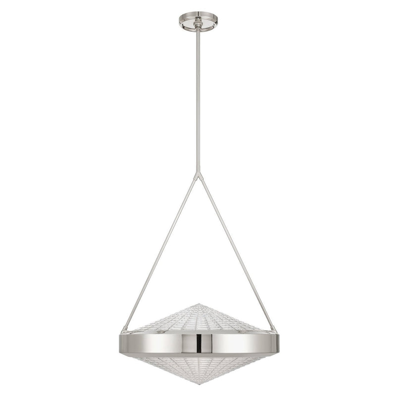 Thesis 207429A Four Light Pendant, Polished Nickel, Clear Holophane