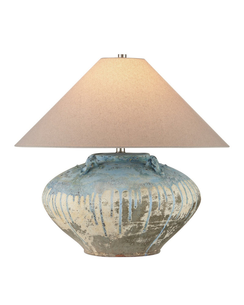 Currey and Company 6000-1044 One Light Table Lamp, Antique Blue Drip