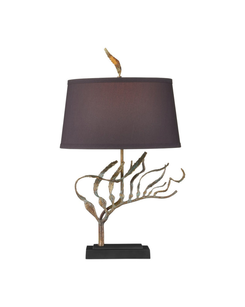 Currey and Company 6000-1046 One Light Table Lamp, Verdigris / Black