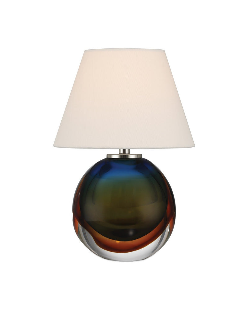 Currey and Company 6700-0015 One Light Table Lamp, Green Blue / Amber / Clear