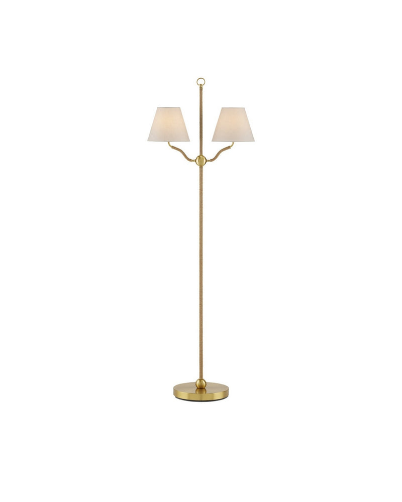 Currey and Company 8000-0116 Two Light Floor Lamp, Antique Brass