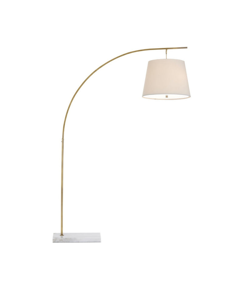 Currey and Company 8000-0117 Two Light Floor Lamp, Antique Brass/White