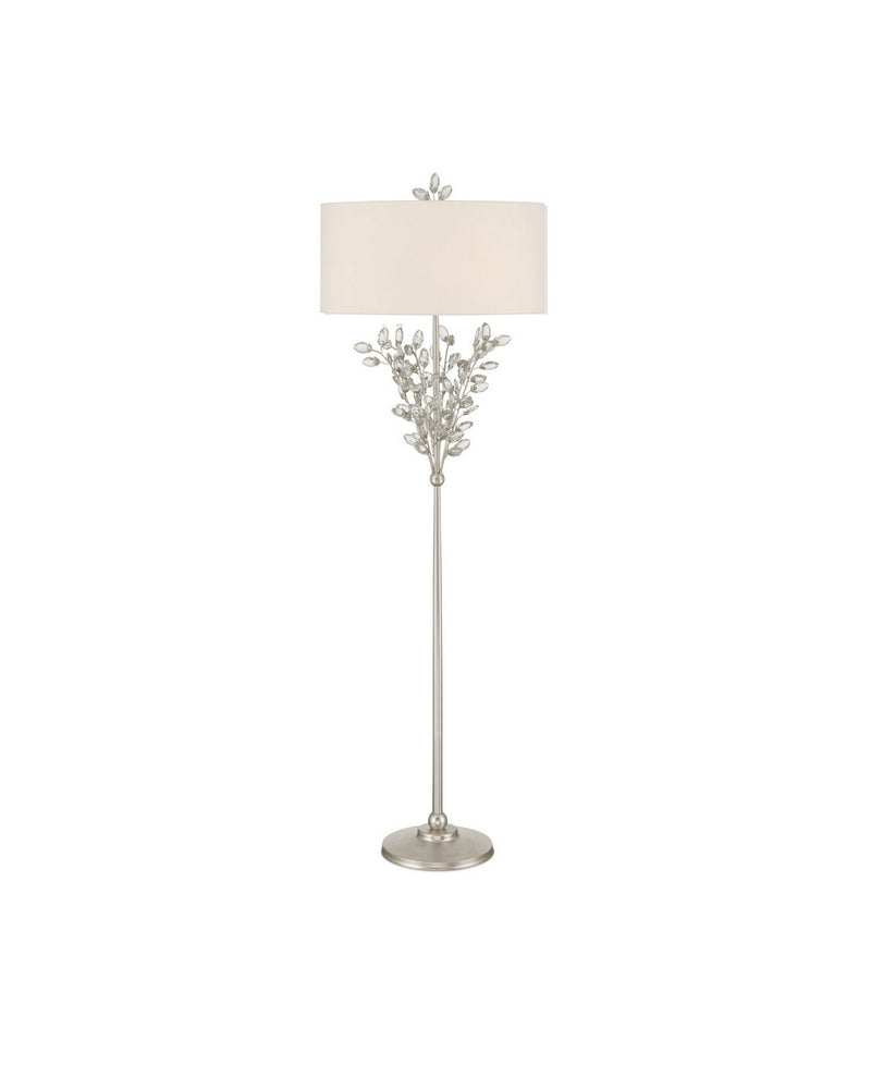 Currey and Company 8000-0169 Two Light Floor Lamp, Clear / Silver Leaf