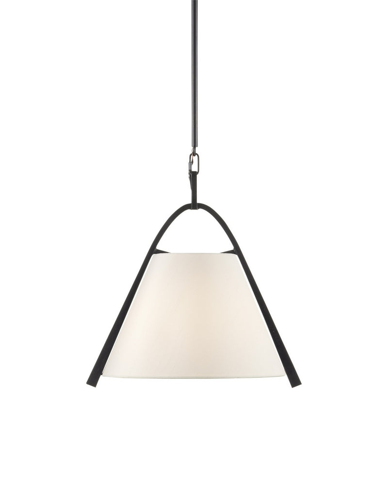 Currey and Company 9000-0951 One Light Pendant, Satin Black/Brushed Brown