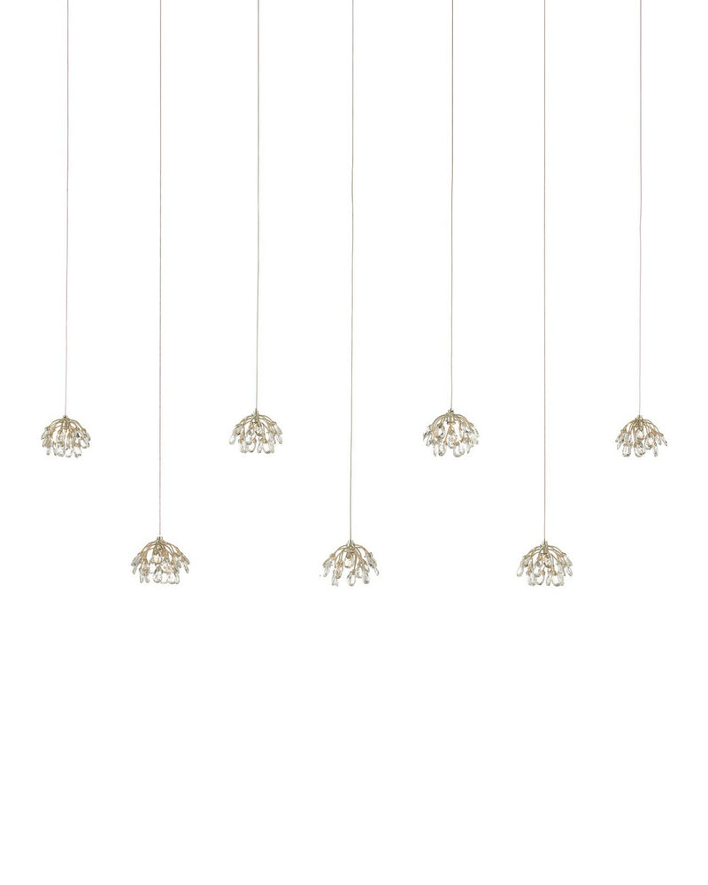Currey and Company 9000-1054 Seven Light Pendant, Crystal/ Contemporary Silver Leaf