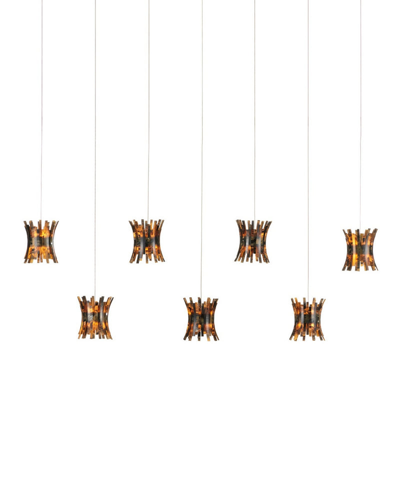 Currey and Company 9000-1073 Seven Light Pendant, Brown/Black/Natural