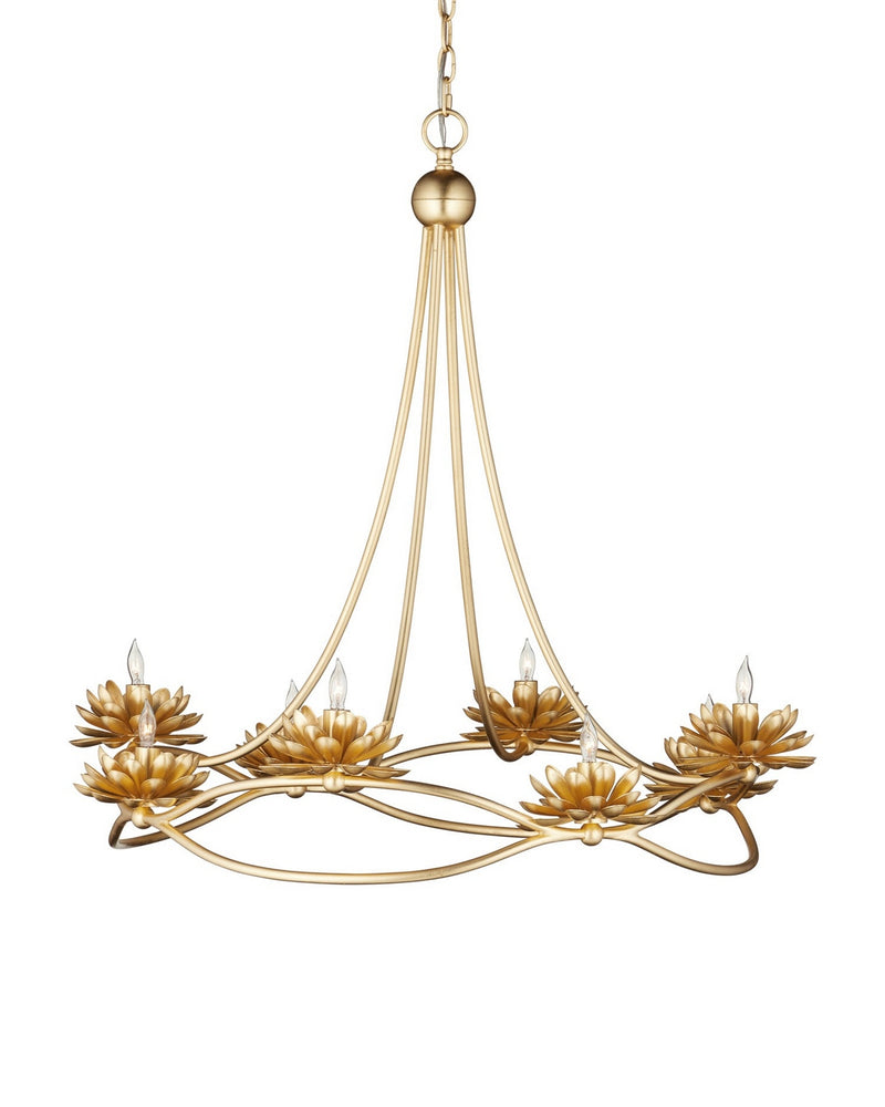 Currey and Company 9000-1278 Eight Light Chandelier, Gold Leaf