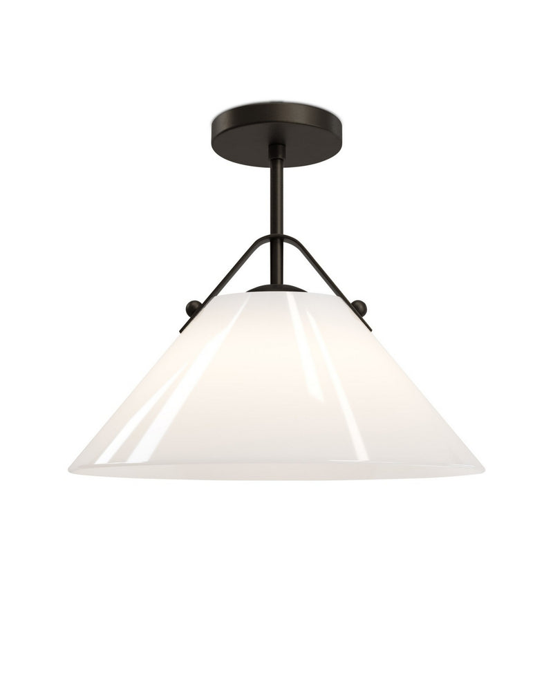 Currey and Company 9000-1281 One Light Pendant, Opaque White / Oil Rubbed Bronze