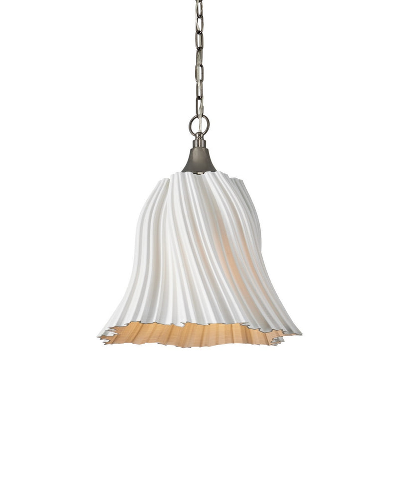 Currey and Company 9000-1282 One Light Pendant, White / Antique Brushed Nickel
