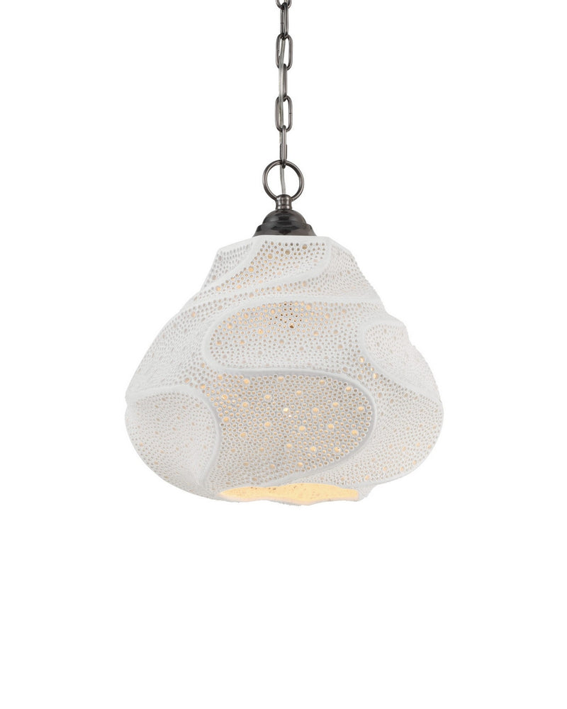 Currey and Company 9000-1283 One Light Pendant, White / Antique Brushed Nickel