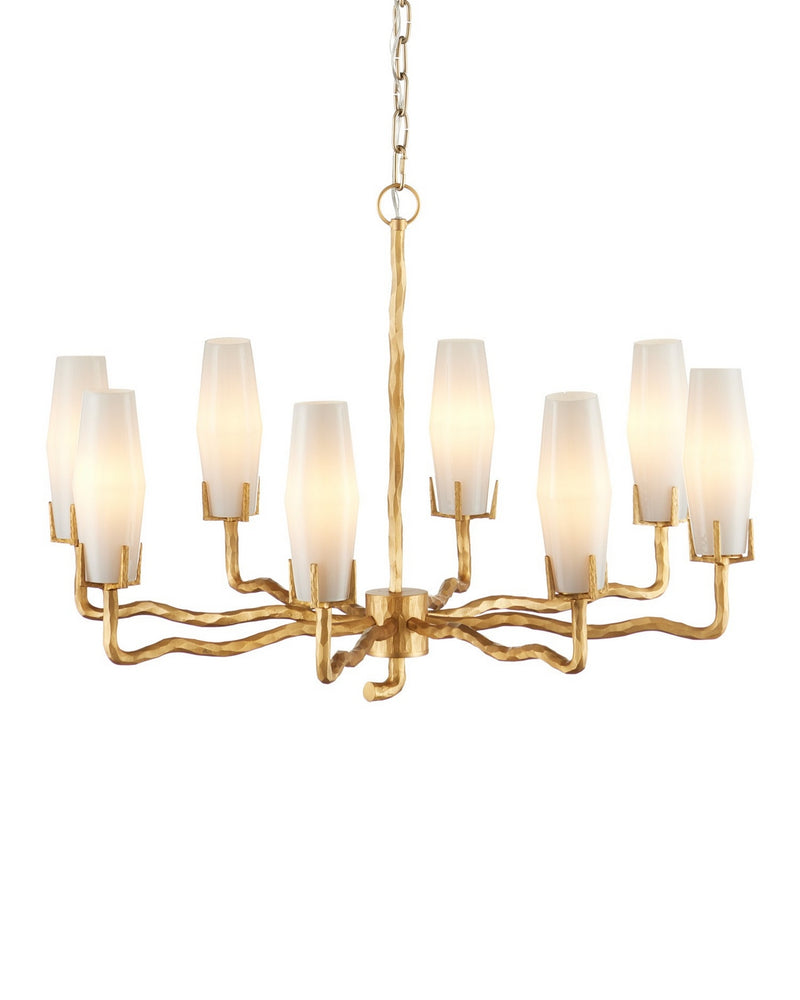 Currey and Company 9000-1285 Eight Light Chandelier, White / Matte Gold