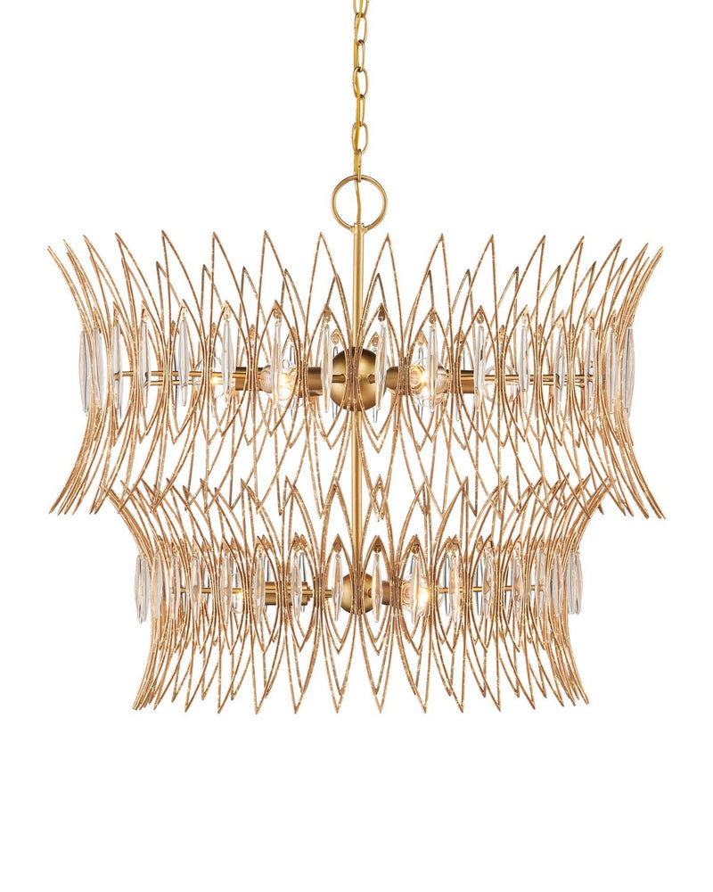 Currey and Company 9000-1287 Nine Light Chandelier, Clear / Luxor Gold
