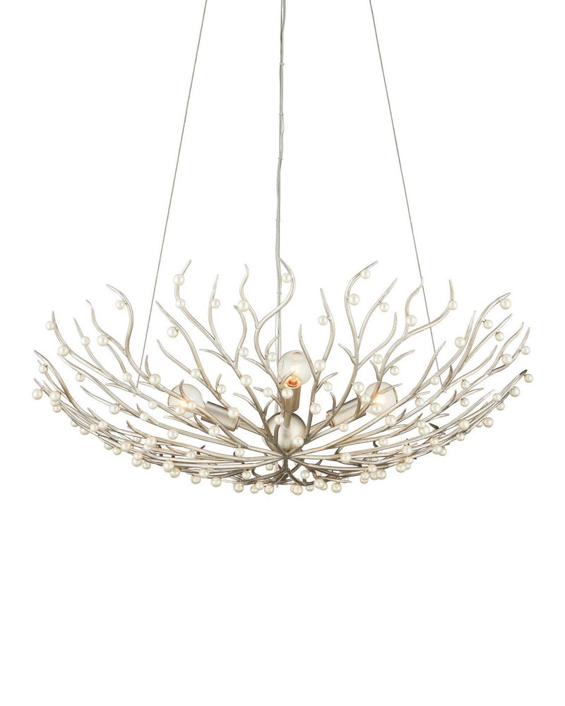Currey and Company 9000-1292 Four Light Chandelier, Natural / Contemporary Silver Leaf
