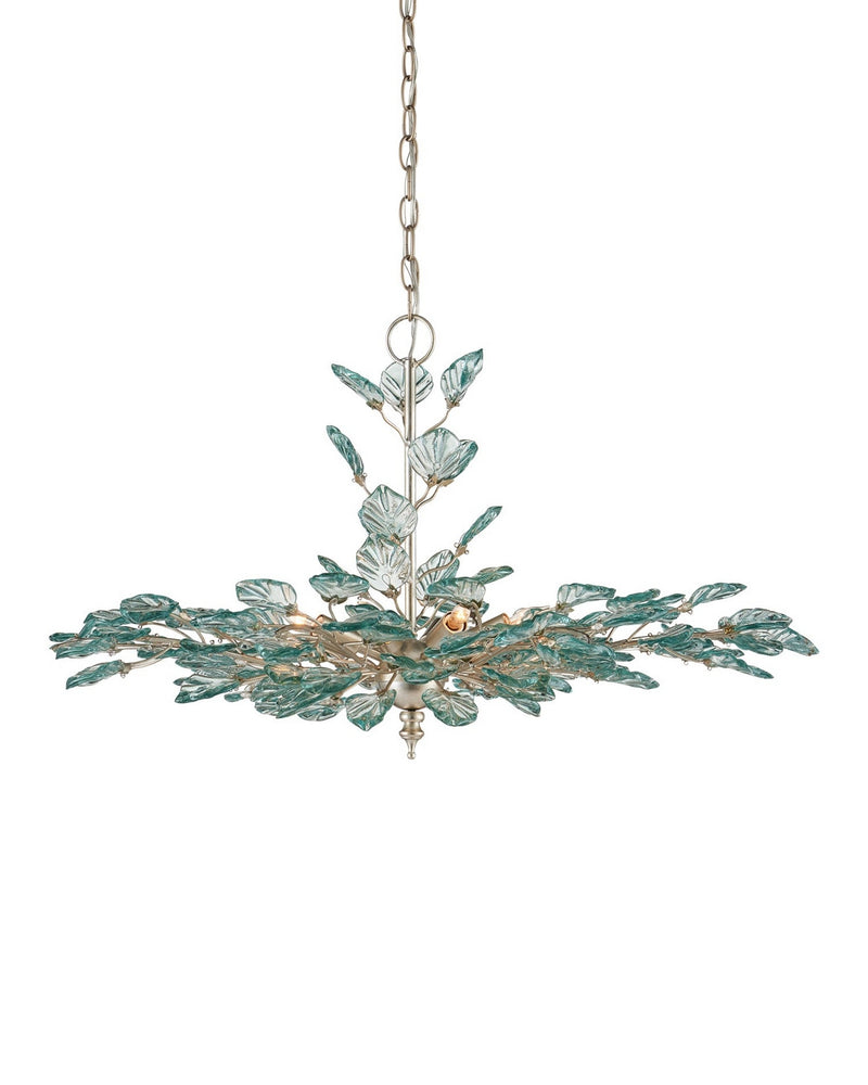 Currey and Company 9000-1293 Eight Light Chandelier, Clear / Contemporary Silver Leaf / Contemporary Silver