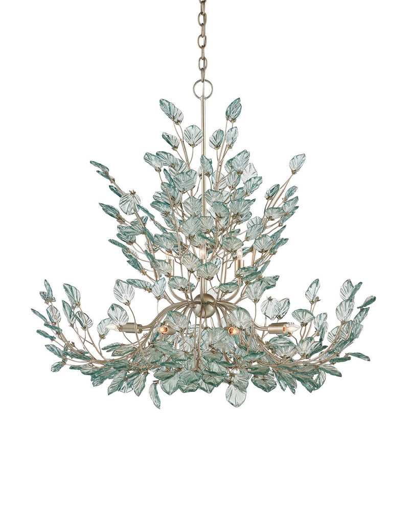 Currey and Company 9000-1294 12 Light Chandelier, Clear / Contemporary Silver Leaf / Contemporary Silver