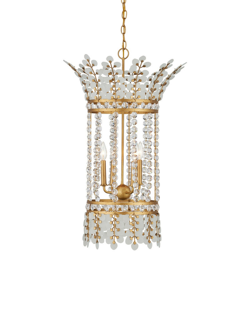 Currey and Company 9000-1296 Four Light Lantern, Frosted / Clear / Brass