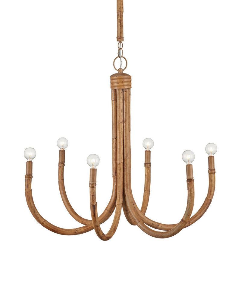 Currey and Company 9000-1297 Six Light Chandelier, Natural / Saddle Tan