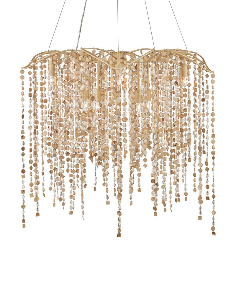 Currey and Company 9000-1300 Ten Light Chandelier, Natural / Coco Cream