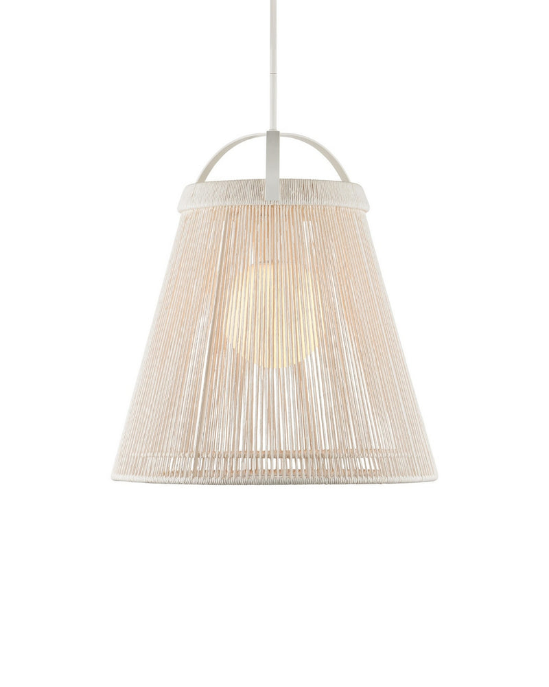 Currey and Company 9000-1302 One Light Pendant, White / Frosted White / Gesso White