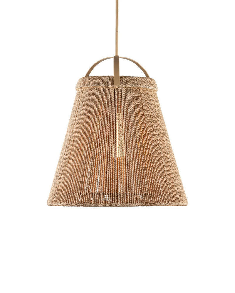 Currey and Company 9000-1303 One Light Pendant, Natural / Frosted White / Beige