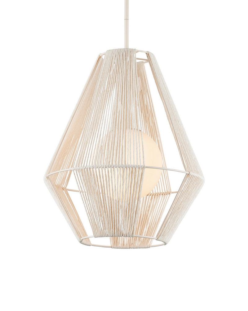 Currey and Company 9000-1304 One Light Pendant, White / Frosted White / Vanilla