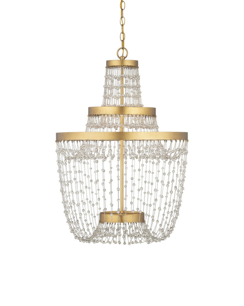 Currey and Company 9000-1305 LED Chandelier, Clear / Contemporary Gold Leaf / Contemporary Gold