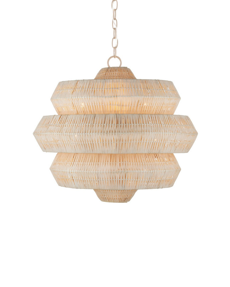 Currey and Company 9000-1316 Three Light Chandelier, Bleached Natural / Snow White