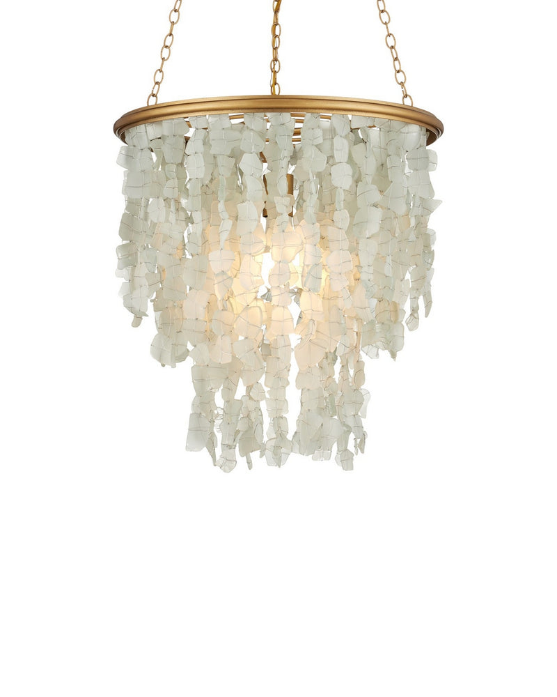 Currey and Company 9000-1317 One Light Chandelier, Seaglass / Contemporary Gold