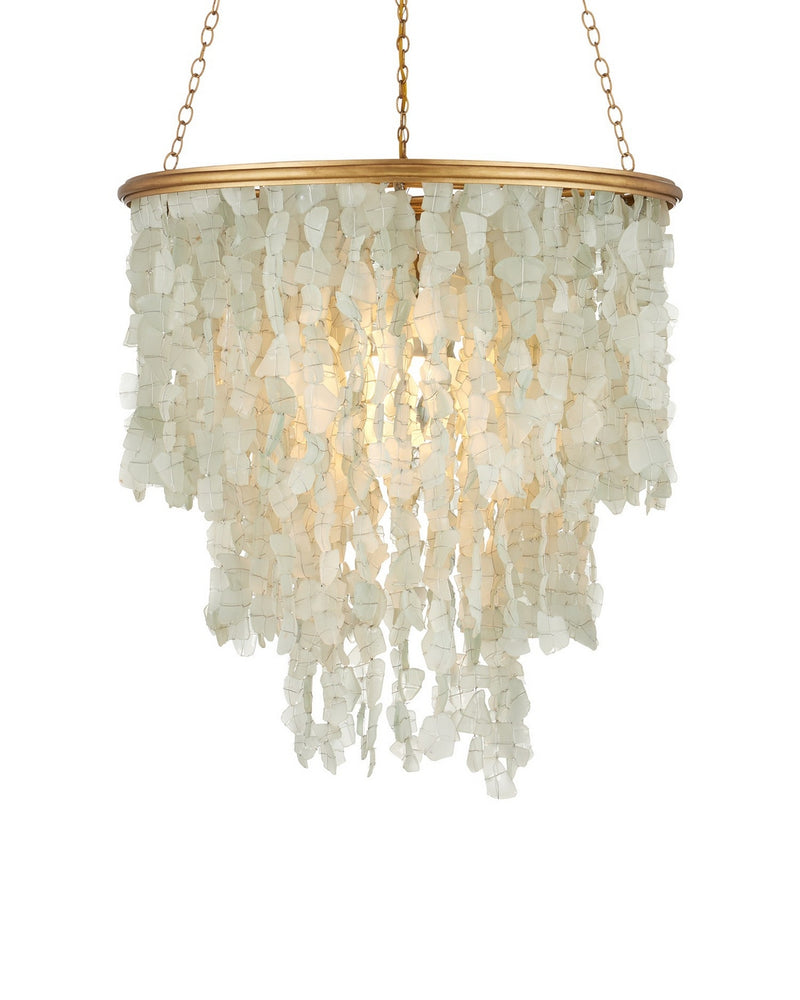 Currey and Company 9000-1318 One Light Chandelier, Seaglass / Contemporary Gold