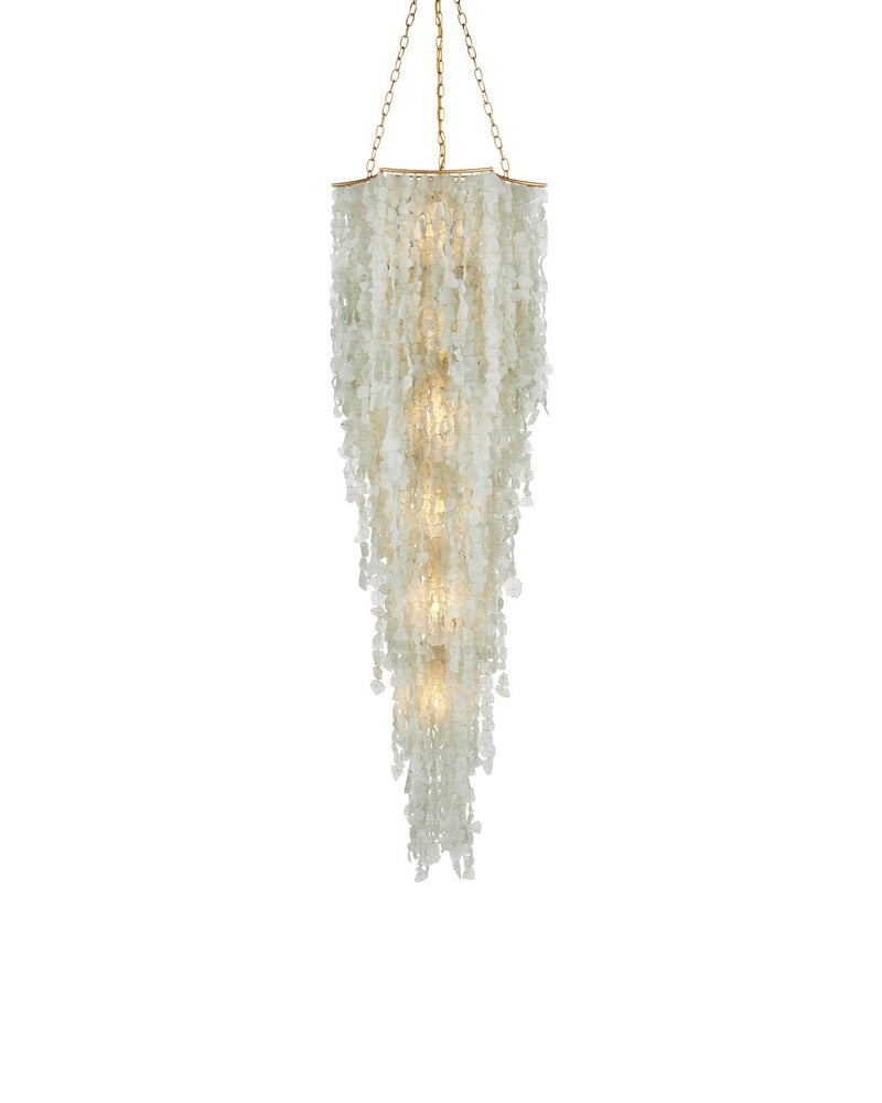 Currey and Company 9000-1319 Six Light Chandelier, Seaglass / Contemporary Gold