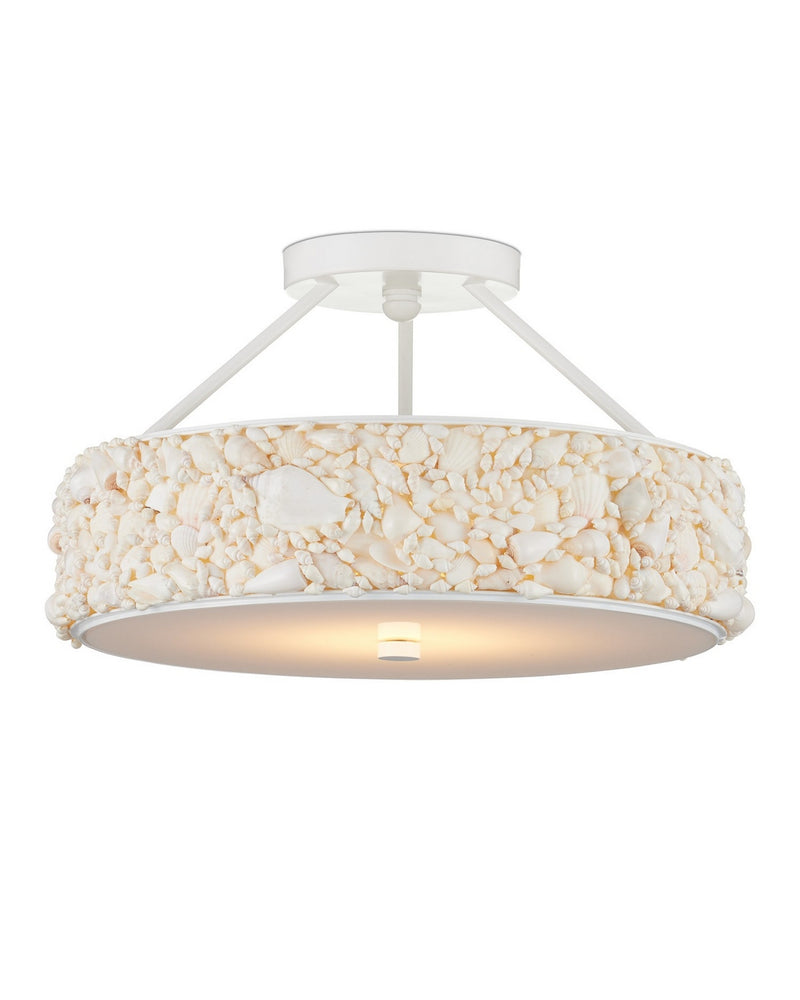 Currey and Company 9000-1324 LED Semi-Flush Mount, Natural / Sugar White / White