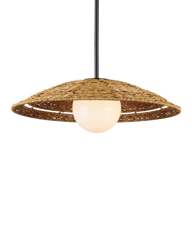 Currey and Company 9500-0017 One Light Pendant, Natural / Black / Frosted White