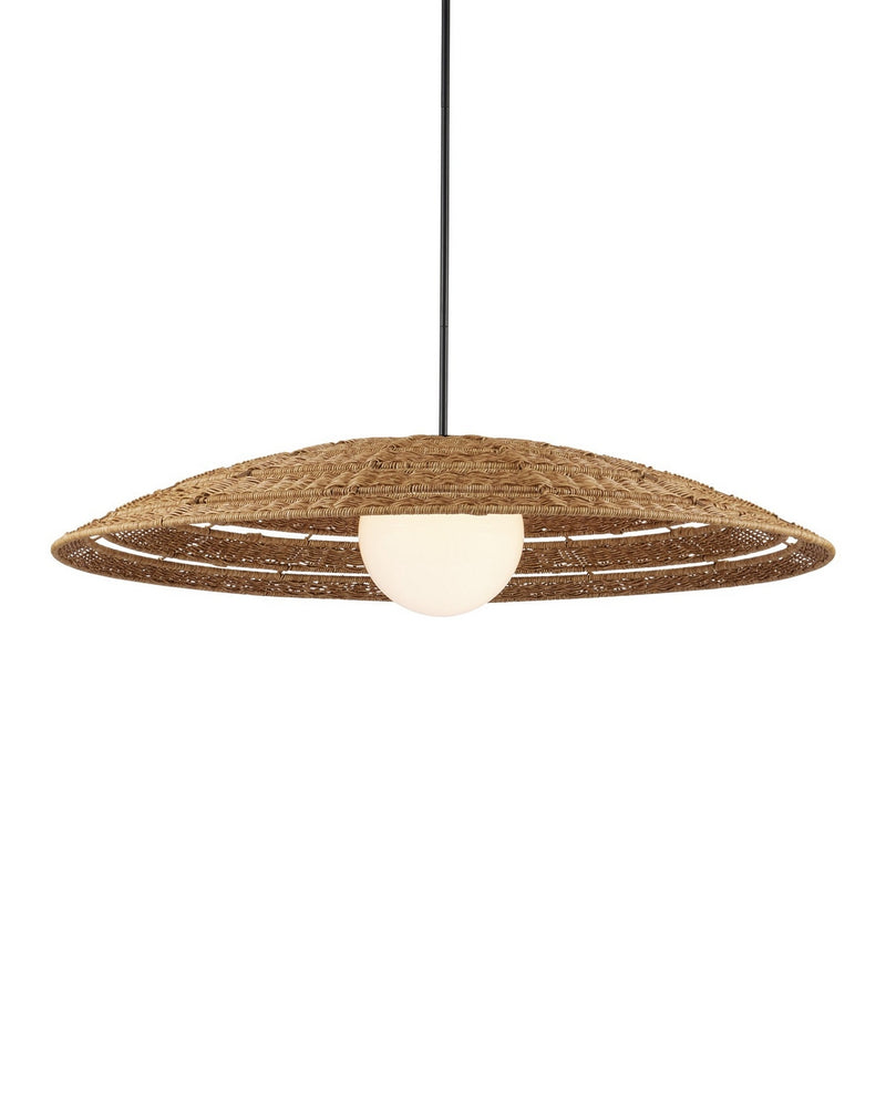 Currey and Company 9500-0018 One Light Pendant, Natural / Black / Frosted White