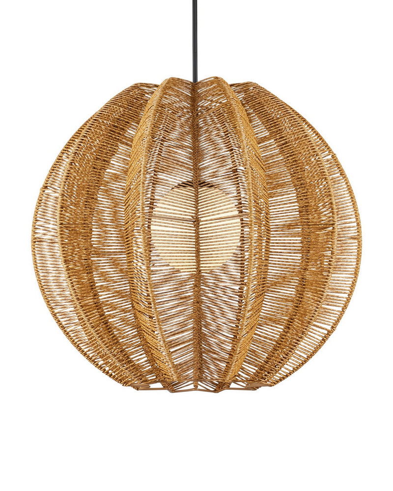 Currey and Company 9500-0019 One Light Pendant, Natural / Black / Frosted White
